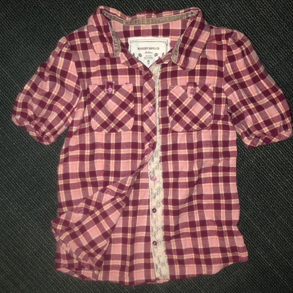 Girls Short Sleeve Flannel Shirt